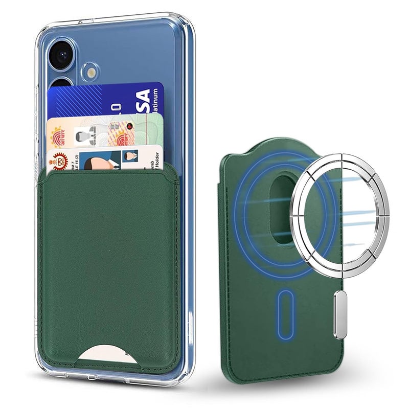 ZAPCASE محفظة ماغسيف، حامل بطاقات، محفظة مغناطيسية لآيفون | متوافقة مع جميع حالات ماغسيف | جلد نباتي | أخضر - Image 1