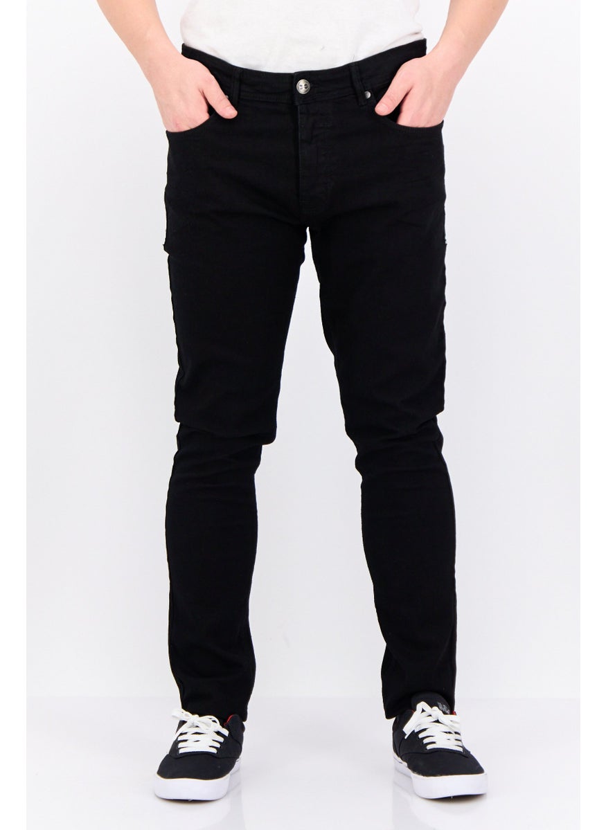 CROSSHATCH Men Long Fit Washed Denim Jean, Black  - Image 1