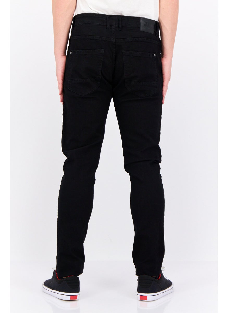 CROSSHATCH Men Long Fit Washed Denim Jean, Black  - Image 3