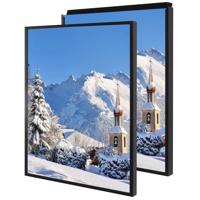 20X28 INCH POSTER FRAME PLEXIGLASS SET OF 2 BLACK SNAP FRAMES FRONTLOADING FRAME COATING ALUMINUM PROFILE DISPLAY HORIZONTALLY VERTICALLY