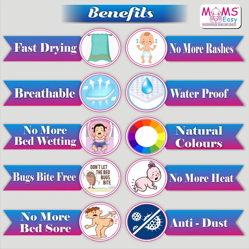 Moms Easy MOMSEASY® New Born Baby Boy & Girl Nursery Bedding Sheet, Bed Protector Waterproof for Baby & Kids Mat Waterproof Pink (Large, 140x100 cm) - Image 2