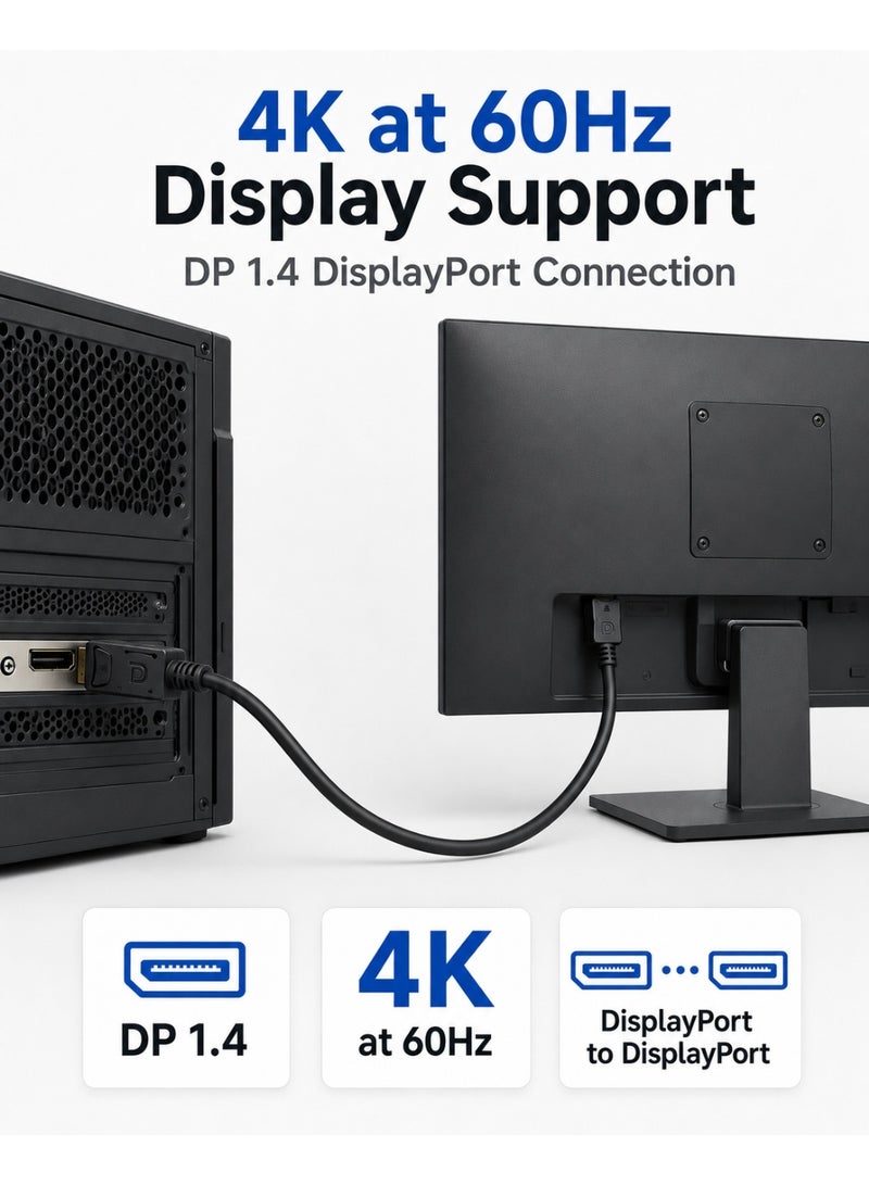 FUJISHKA DP 1.4 DisplayPort to DisplayPort Cable for PC and Monitor - 3M Black - Image 2