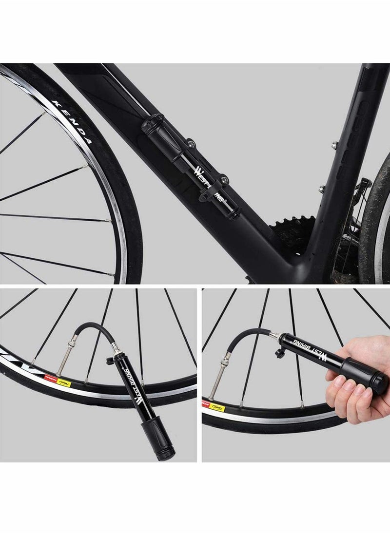 Generic - Bike Pump Farzeo Aluminum Alloy Portable Mini Bicycle Tire Pump Super Fast Tyre Inflation Compatible with Universal Presta and Schrader Valve Frame Mounted Air Pump for Road, Ball Pump Needle - Image 1