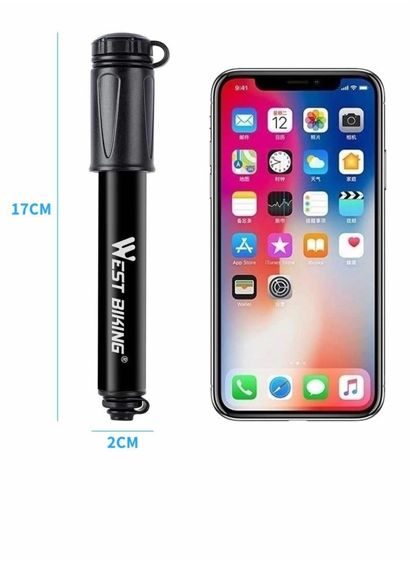 Generic - Bike Pump Farzeo Aluminum Alloy Portable Mini Bicycle Tire Pump Super Fast Tyre Inflation Compatible with Universal Presta and Schrader Valve Frame Mounted Air Pump for Road, Ball Pump Needle - Image 1