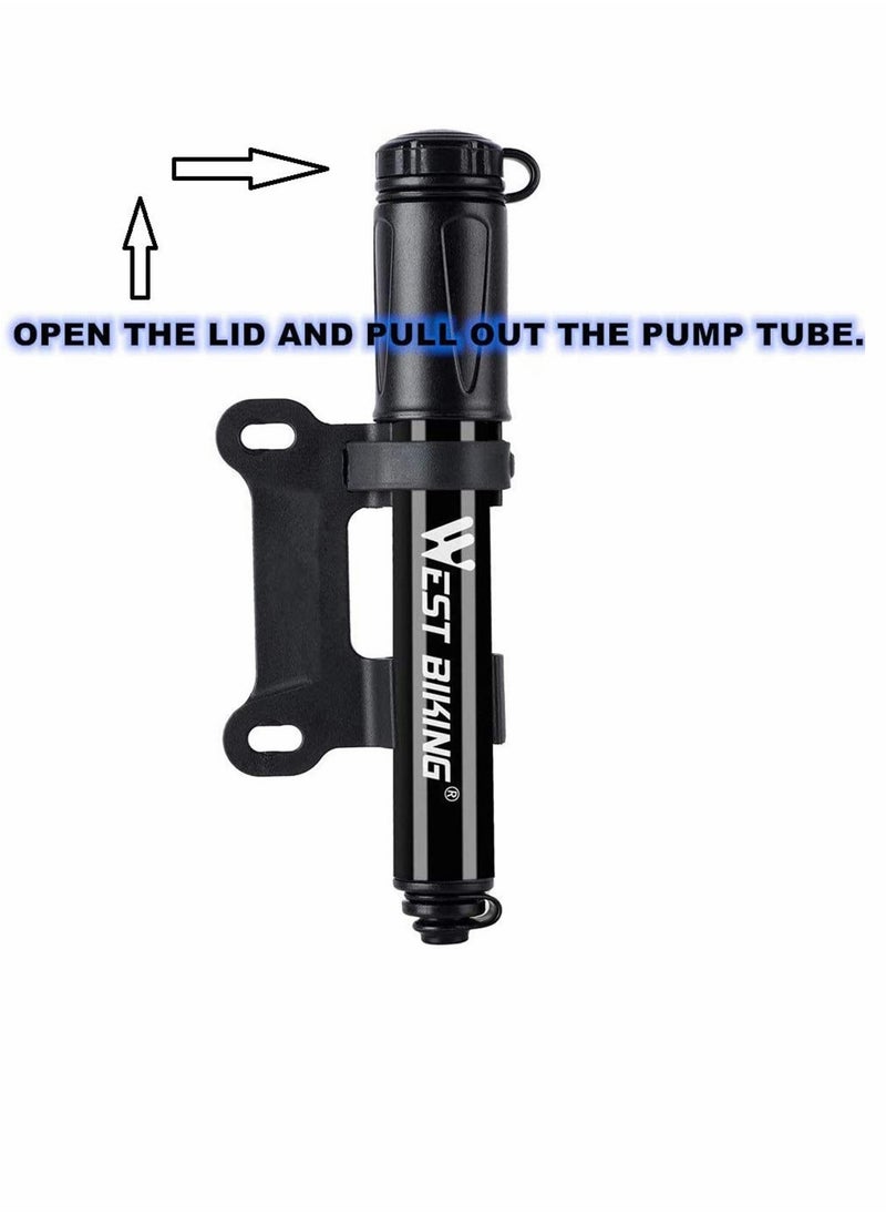 Generic - Bike Pump Farzeo Aluminum Alloy Portable Mini Bicycle Tire Pump Super Fast Tyre Inflation Compatible with Universal Presta and Schrader Valve Frame Mounted Air Pump for Road, Ball Pump Needle - Image 1