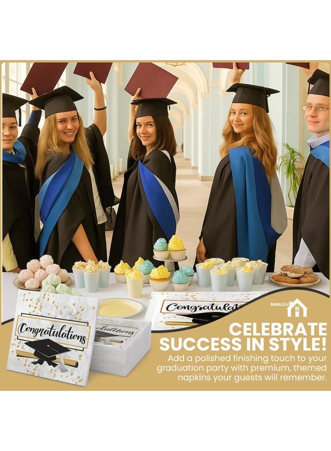 Iconikal Disposable Paper Dinner Party Napkins, Congratulations Graduate, 85-Count - Image 3