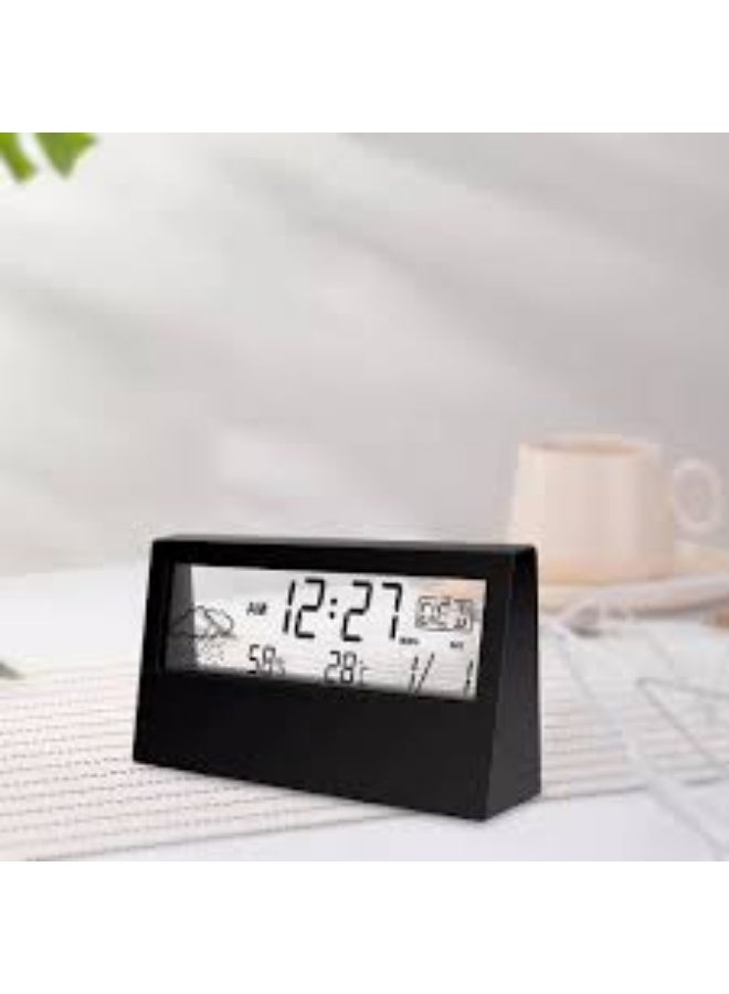 KASTWAVE Digital Alarm Clock with Weather, Temperature, and Humidity Display for Bedside, Black - Image 3