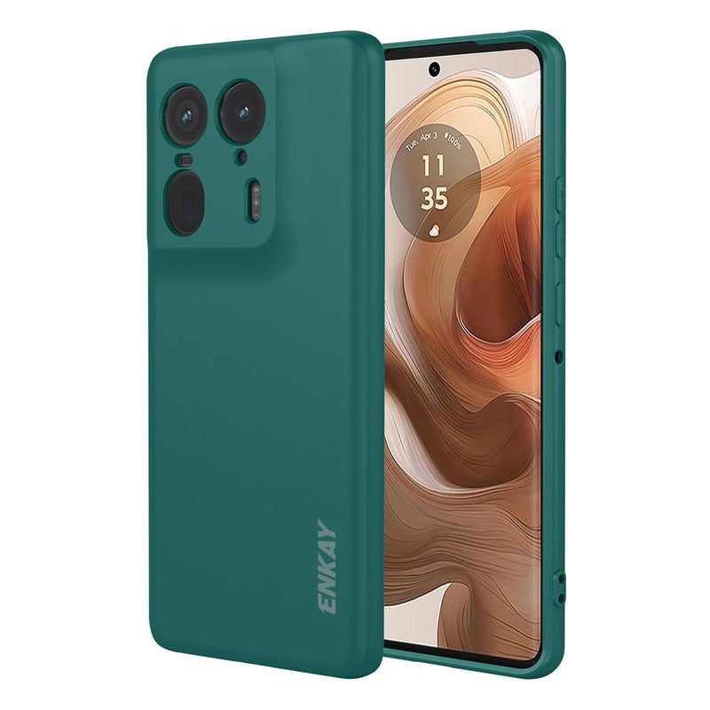 ENKAY For Motorola Edge 50 Ultra 5G Liquid Silicone Soft Shockproof Phone Case(Dark Green) - Image 1