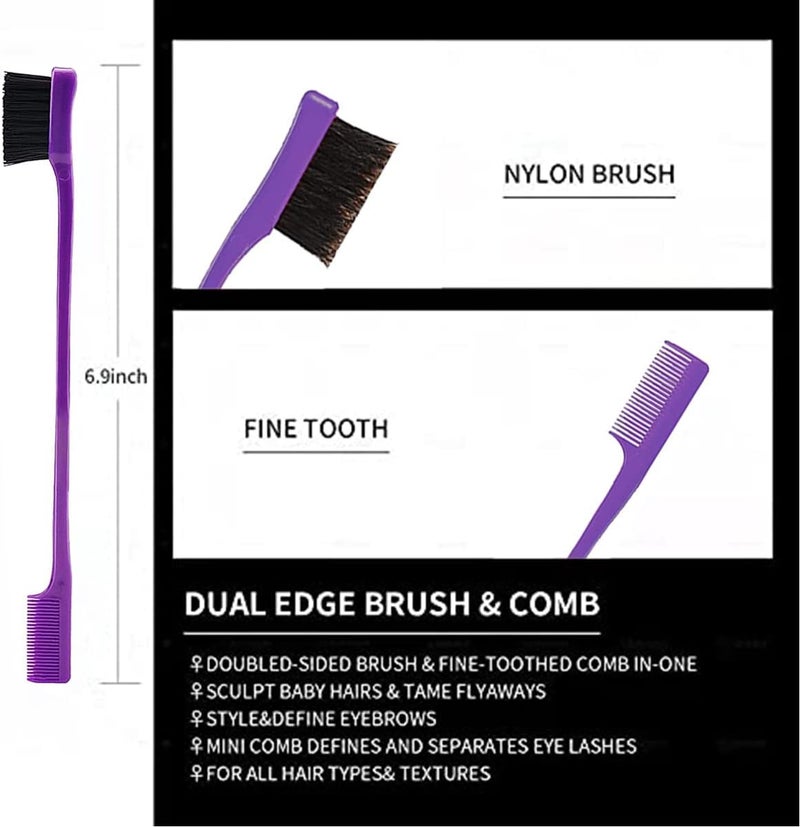 Goiple 3 Pieces Styling Comb Set for Women - Teasing Brush, Rat Tail Comb, Edge Brush for Slicking and Combing Hair (Purple) - Image 2