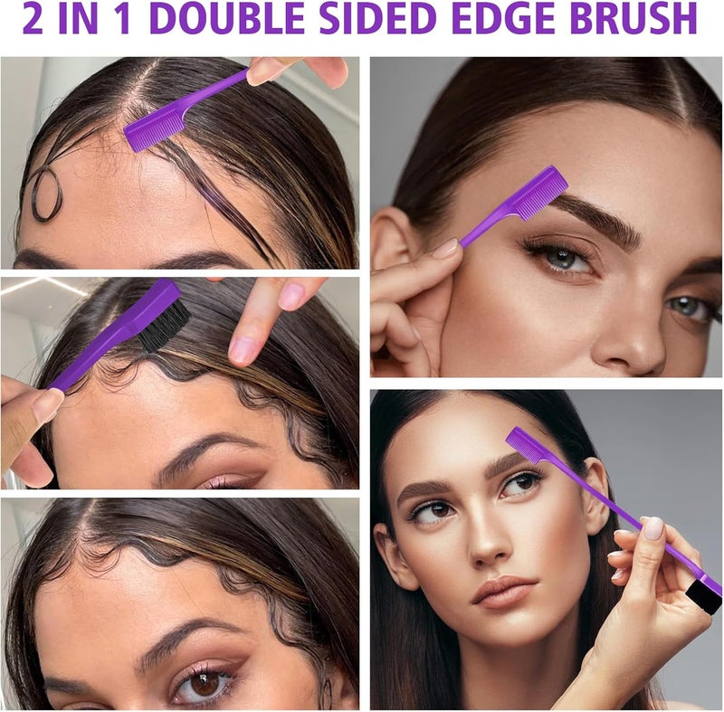 Goiple 3 Pieces Styling Comb Set for Women - Teasing Brush, Rat Tail Comb, Edge Brush for Slicking and Combing Hair (Purple) - Image 5