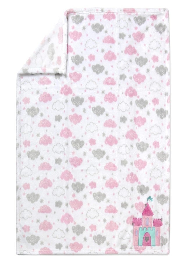 Baby Essentials Plush Fleece Throw and Receiving Baby Blankets for Boys and Girls 30x36 (Castle & Clouds) - Image 4