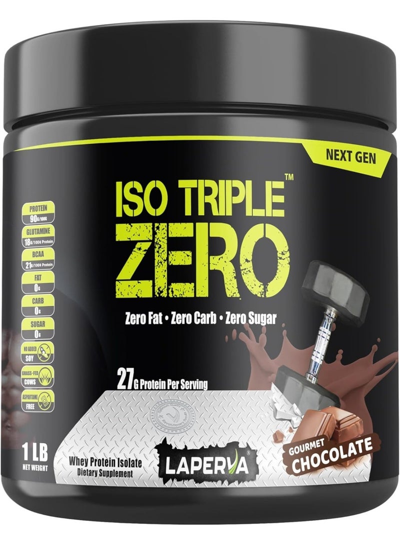 Laperva Iso Triple Zero Next Generation Whey Protein, Gourmet Chocolate Flavor, 1LB – Lactose, Soy, Gluten-Free, Zero Sugar, Low-Carb, High-Protein - Image 1
