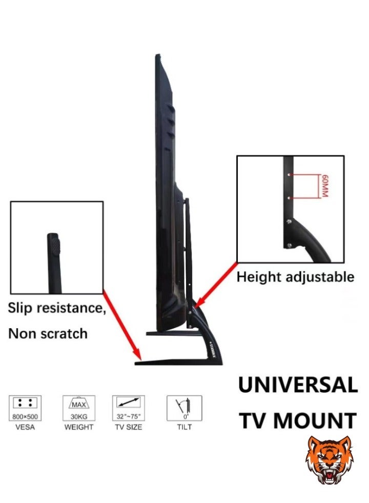 TIGER "Floor TV Stand for Plasma/LCD – Adjustable Bracket for 32”-75” TVs, Max VESA 800×500, Load Capacity 30kg, Freestanding TV Mount"  - Image 3