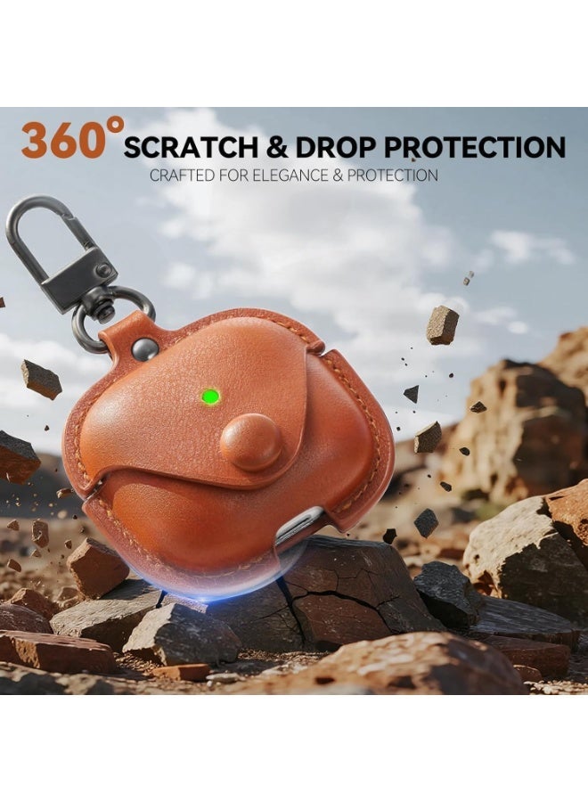 For Airpods 4 Case Leather, AirPods Pro Case with Keychain & Cleaner Kit for Apple Airpods 4th Generation 2024, Full Protective Leather Case Cover for Men Women (Brown) - Image 2