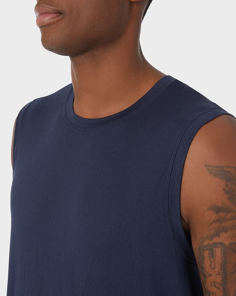 32 Degrees 32 DEGREEES Men's Cool Classic Relaxed Tank | Anti-Odor | 4-Way Stretch | Moisture Wicking, Navy, Large  - Image 4