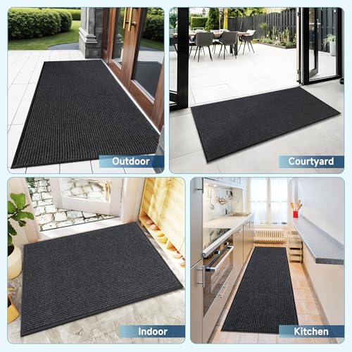 BesWin Large Indoor Outdoor Door Mat, 2' x 6' Heavy Duty Commercial Floor Mat Inside Outside Entrance, Rubber Border Doormats for Entryway, High Traffic Area, Waterproof, Low-Profile, Easy to Clean - Image 4