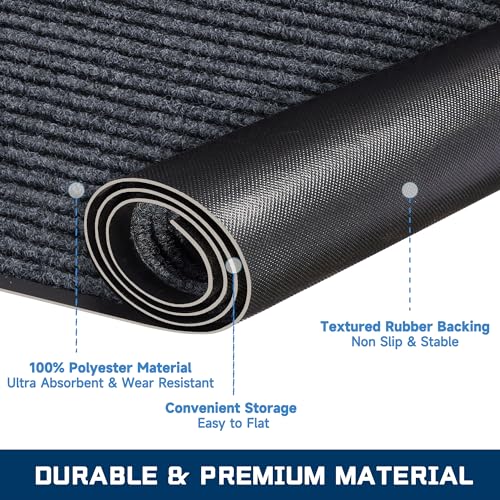 BesWin Large Indoor Outdoor Door Mat, 2' x 6' Heavy Duty Commercial Floor Mat Inside Outside Entrance, Rubber Border Doormats for Entryway, High Traffic Area, Waterproof, Low-Profile, Easy to Clean - Image 5