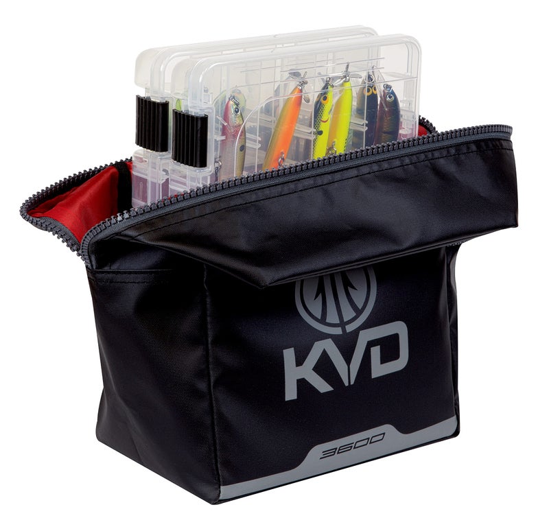 Plano KVD Wormfile Signature Series 3600 Speedbag, Black TPE Coated Fabric with Red Interior and Accents, Premium Soft Fishing Bag, Tackle Storage for Baits & Lures - Image 2