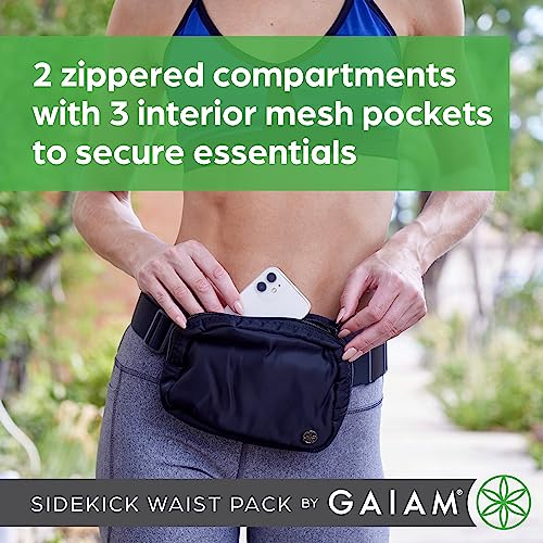 Gaiam Sidekick Waist Pack - Storage Belt Bag for Women And Men - Adjustable Belt With Lightweight Pouch For The Gym & Studio, Olive - Image 3