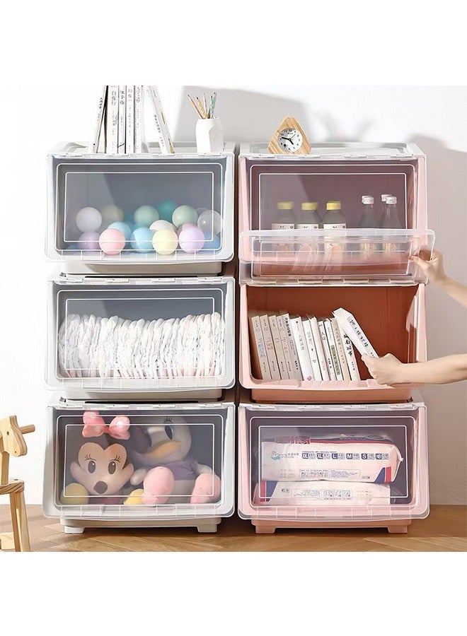 JCB CHIC صندوق تخزين بلاستيك بسعة كبيرة ， صناديق تخزين مع أغطية ， خزانة تخزين مفتوحة ， صندوق تخزين متعدد الاستخدامات صندوق تخزين للملابس والألعاب والكتب والوجبات الخفيفة (6 قطع) - Image 1