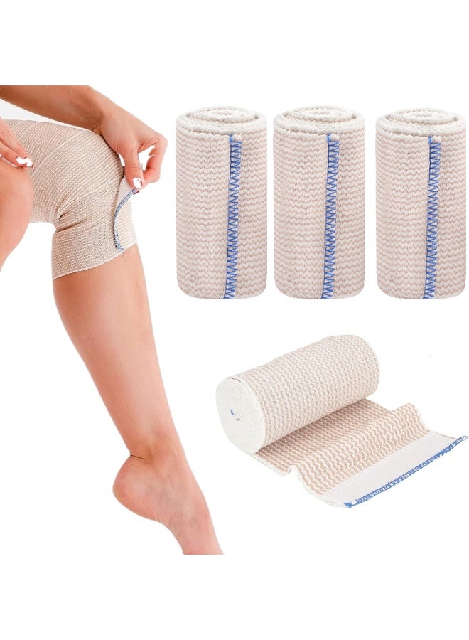 4Pack Elastic Bandage Wrap 10cm Compression Wrap Bandage with Self Closure Washable Wide Elastic Bandages for Legs Tummy Body - Image 1