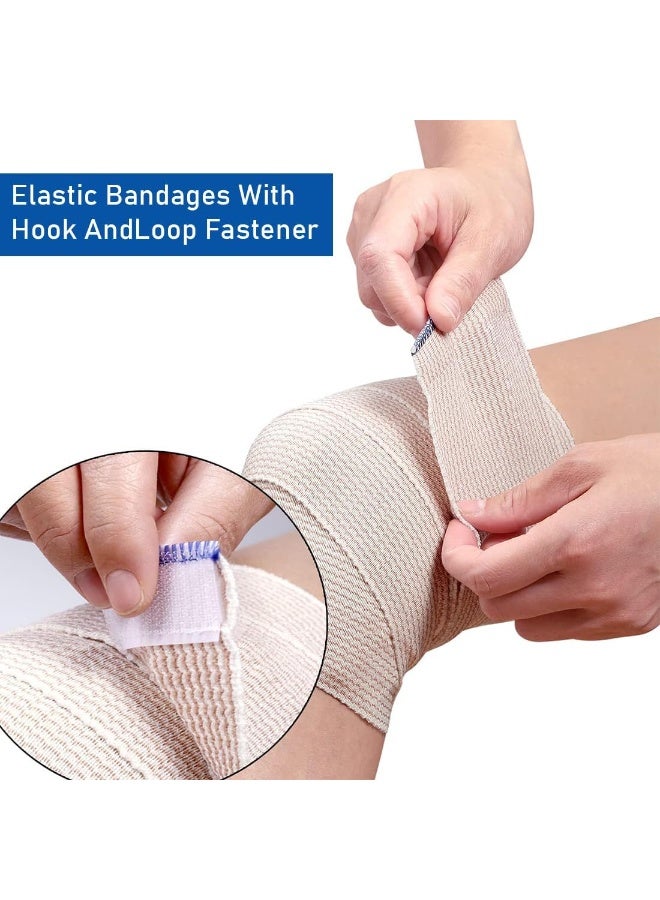 4Pack Elastic Bandage Wrap 10cm Compression Wrap Bandage with Self Closure Washable Wide Elastic Bandages for Legs Tummy Body - Image 3