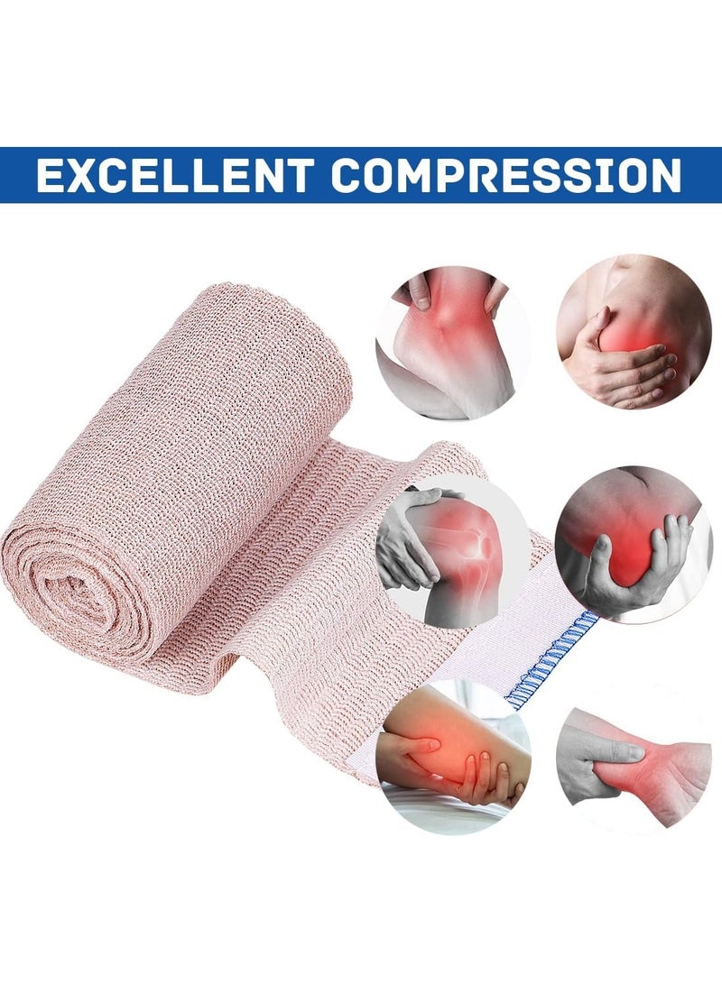 4Pack Elastic Bandage Wrap 10cm Compression Wrap Bandage with Self Closure Washable Wide Elastic Bandages for Legs Tummy Body - Image 5