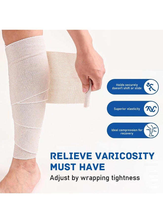 4Pack Elastic Bandage Wrap 10cm Compression Wrap Bandage with Self Closure Washable Wide Elastic Bandages for Legs Tummy Body - Image 4