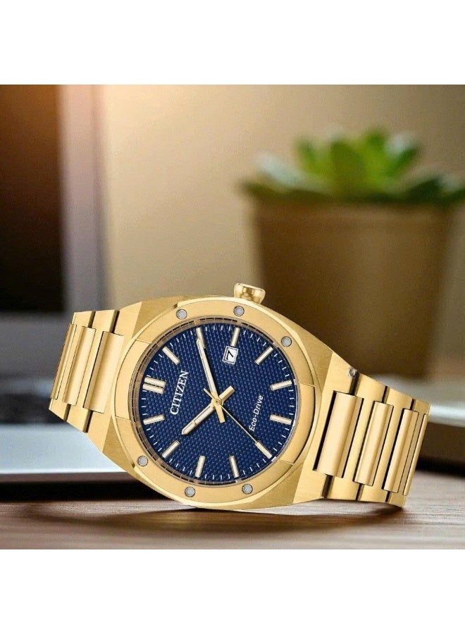 سيتيزن Eco-Drive Men’s Watch BM7662-59L, 40 mm Blue Textured Dial, Stainless Steel Case & Bracelet, 100 m WR - Image 4