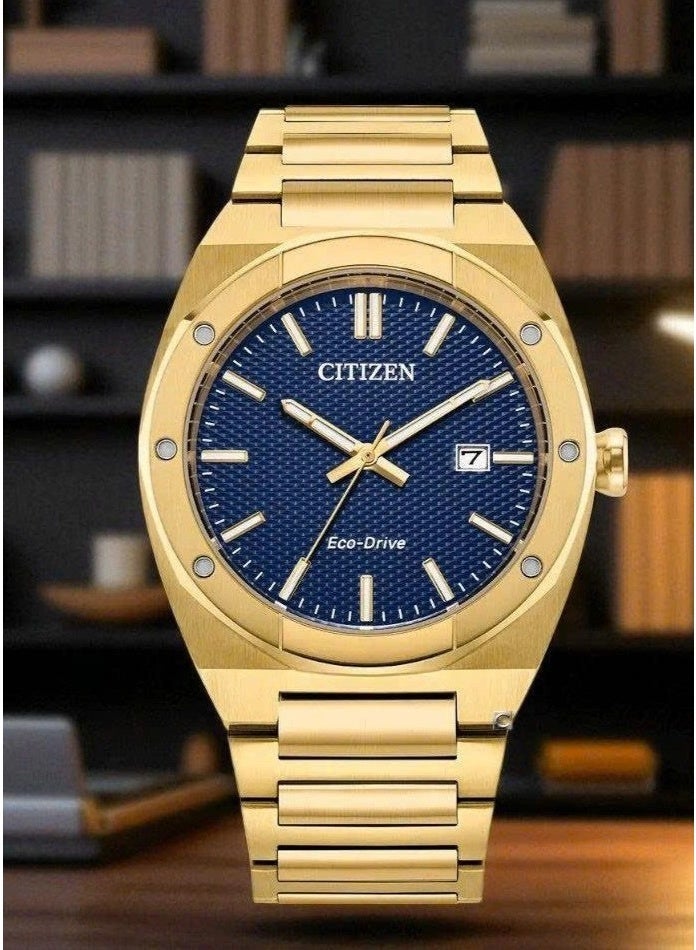 سيتيزن Eco-Drive Men’s Watch BM7662-59L, 40 mm Blue Textured Dial, Stainless Steel Case & Bracelet, 100 m WR - Image 1