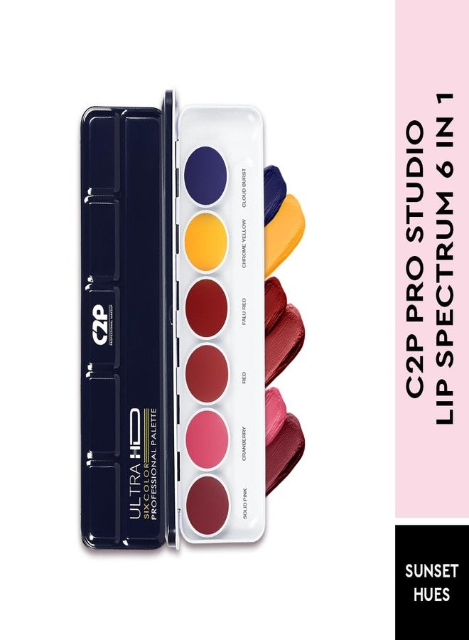 C2P PROFESSIONAL MAKEUP C2P Pro Pop Lip Shade 6 in 1 Lipstick Palette for Women - Waterproof, Long-Lasting, Smudge-Proof, Highly Pigmented Lip Pallete for All-Day Wear (Sunset Hues, 21g) - Image 2