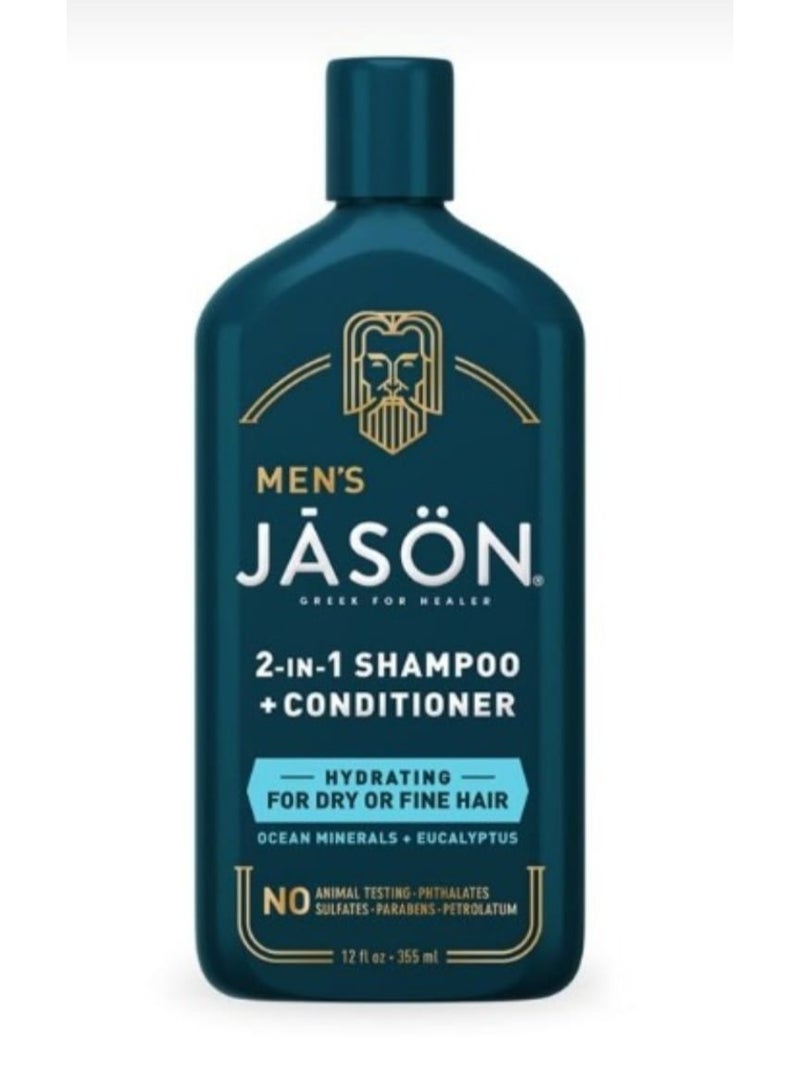 Jason Men's Hydrating 2-in-1 Shampoo and Conditioner 355ml - Health Plus Malta‏