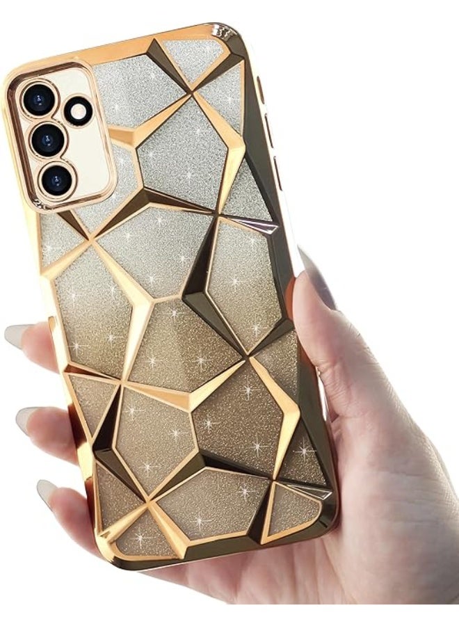 Compatible with Samsung Galaxy A16 4G/5G Case Plating Bling Gradient Glitter Clear Cover Soft TPU Silicone Cute Camera Protection Shockproof Back for Women Girls Case - Gold