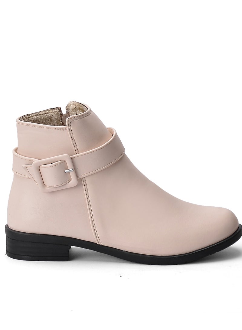 LIFESTYLISH Ankle Boots With Accessories G-16 Leather - Beige  - Image 1
