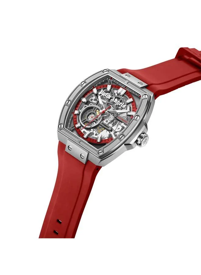 Palm Angels Pulse Charcoal Dial Red Silicone Strap Analog Watch for Men, 42mm