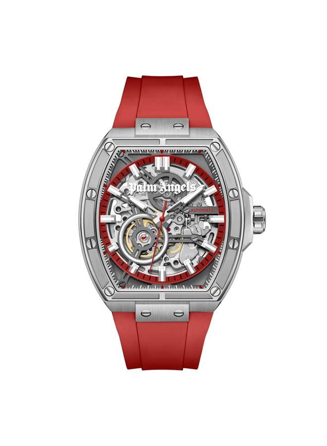 Palm Angels Pulse Charcoal Dial Red Silicone Strap Analog Watch for Men, 42mm - Image 1