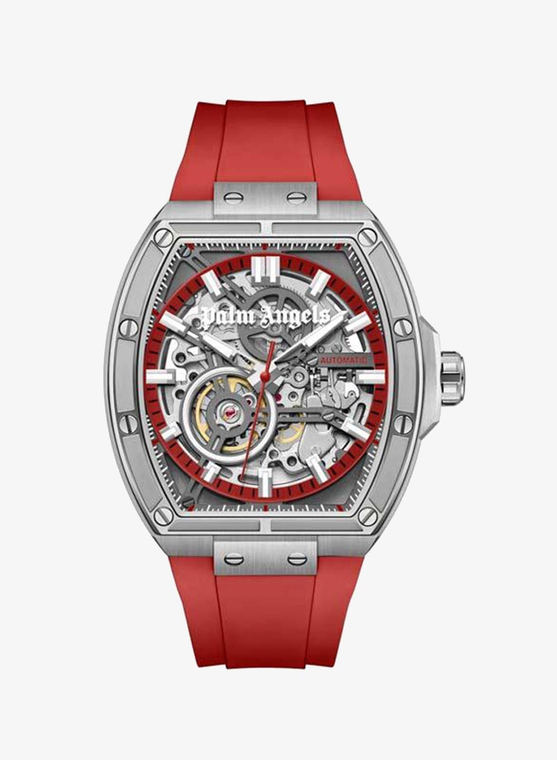 Palm Angels Pulse Charcoal Dial Red Silicone Strap Analog Watch for Men, 42mm - Image 1