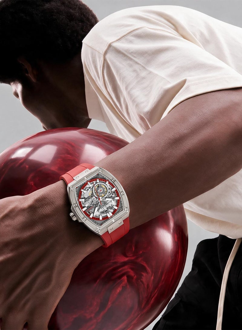 Palm Angels Pulse Charcoal Dial Red Silicone Strap Analog Watch for Men, 42mm - Image 4