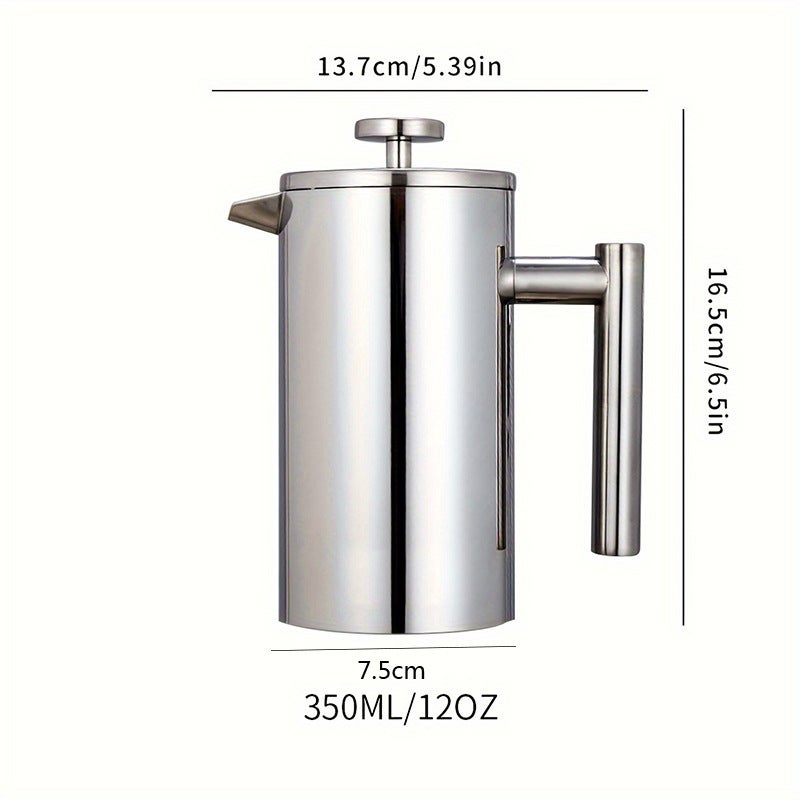 304 Stainless Steel French Press Pot, Hand-Brewed Coffee Pot, Double-Layer French Filter Press Pot, Tea Maker, Tea Maker, Brewing Pot - Image 1