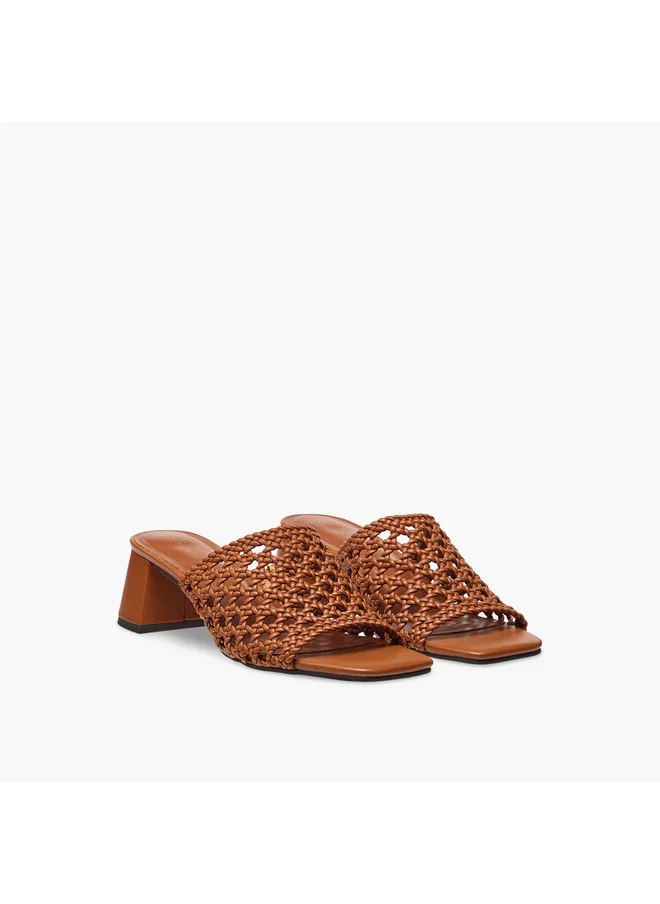 سيليست Women's Cutout Detail Slip-On Sandals with Block Heel