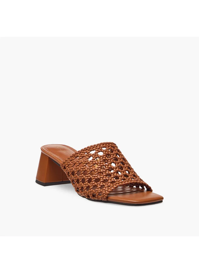 سيليست Women's Cutout Detail Slip-On Sandals with Block Heel