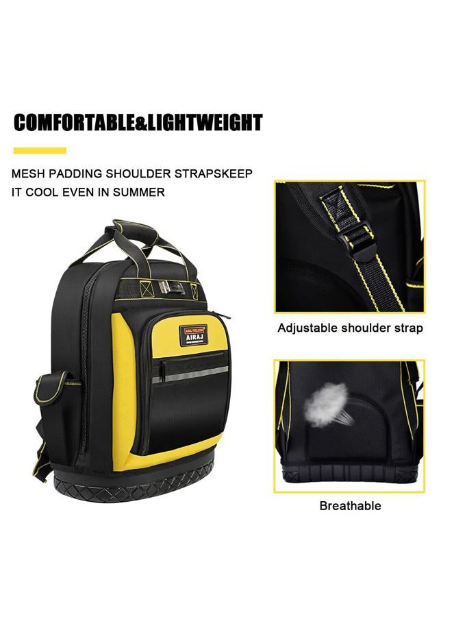 AIRAJ Tool Backpack,Durable Tool Bag Backpack with Molded Hard Waterproof Bottom and Waist Support,Heavy Duty Backpack for storing tools,Tool Backpack Bag for Electricians,Plumbers,Construction Worker - Image 5