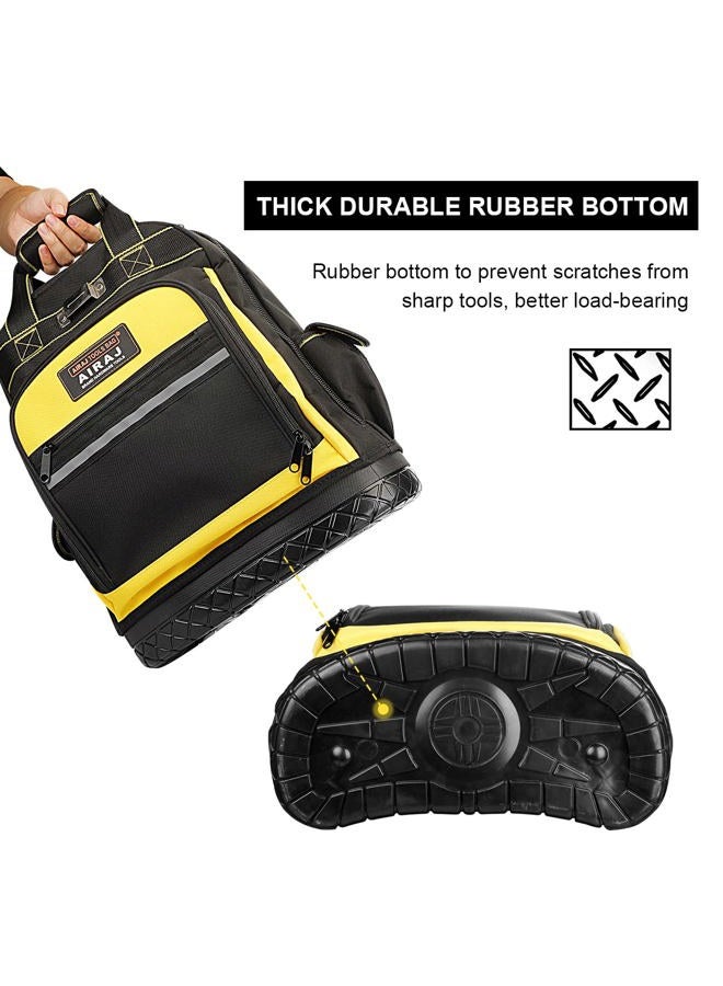 AIRAJ Tool Backpack,Durable Tool Bag Backpack with Molded Hard Waterproof Bottom and Waist Support,Heavy Duty Backpack for storing tools,Tool Backpack Bag for Electricians,Plumbers,Construction Worker - Image 4