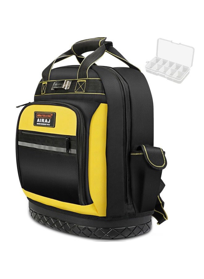 AIRAJ Tool Backpack,Durable Tool Bag Backpack with Molded Hard Waterproof Bottom and Waist Support,Heavy Duty Backpack for storing tools,Tool Backpack Bag for Electricians,Plumbers,Construction Worker - Image 1