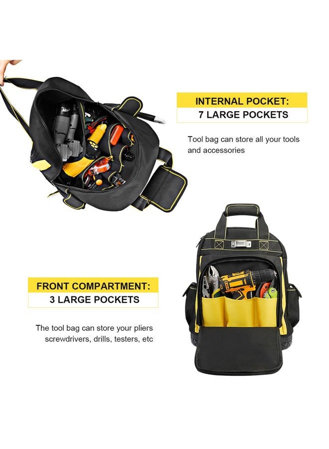 AIRAJ Tool Backpack,Durable Tool Bag Backpack with Molded Hard Waterproof Bottom and Waist Support,Heavy Duty Backpack for storing tools,Tool Backpack Bag for Electricians,Plumbers,Construction Worker - Image 3