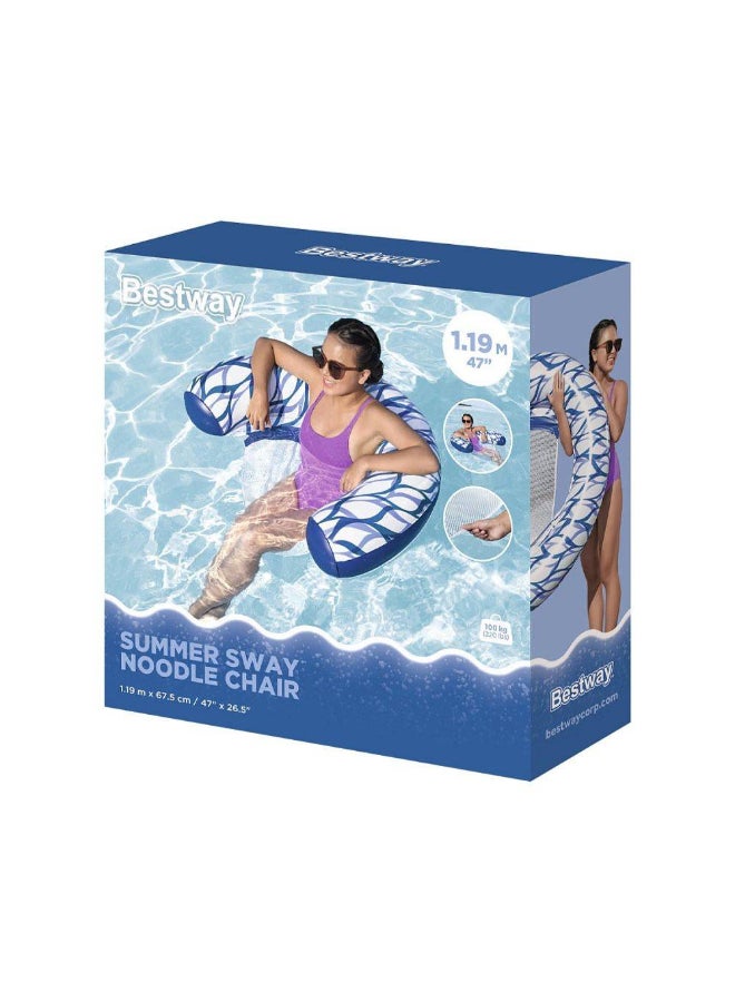 Bestway Summer Sway Noodle Inflatable Swim Chair (119 x 67.5 cm, Blue/White) - Image 1