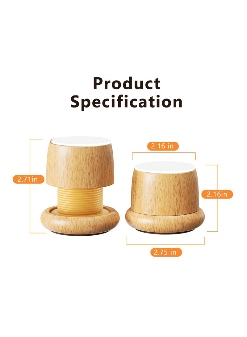 KASTWAVE Wood Adjustable Furniture Bed Risers, 2.16-2.71 Inch Self-Adhesive Durable Anti Slip Round Couch Risers for Bed, Washing Machine, Sofa, Desk and Chair Legs, 4Pcs - Image 4