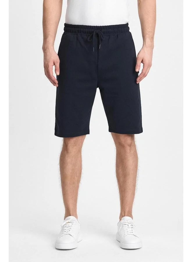 Men's Black Shorts - Elastic Waistband with Side Pockets, Regular Fit Comfortable Cut