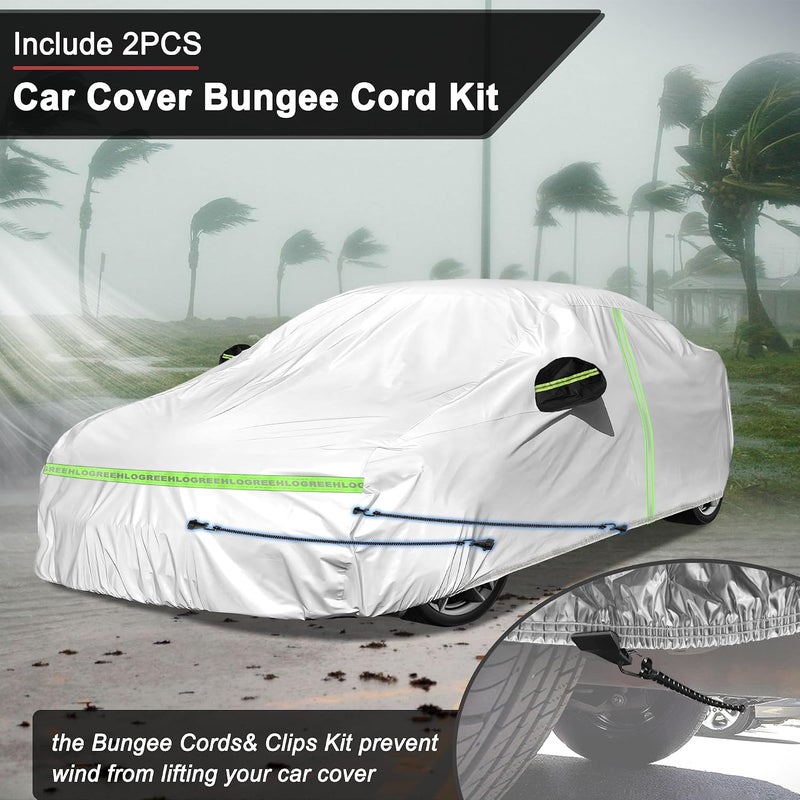 HLOGREE Car Cover for 2012-2023 Tesla Model S,Full Exterior Car Covers for Automobiles All Weather Custom Fit Waterproof Heavy Duty,Zipper/Cotton Design Rain Snow Sun Winter UV Proof【210T Taffeta】- Silver Globally spread simple design - Image 3