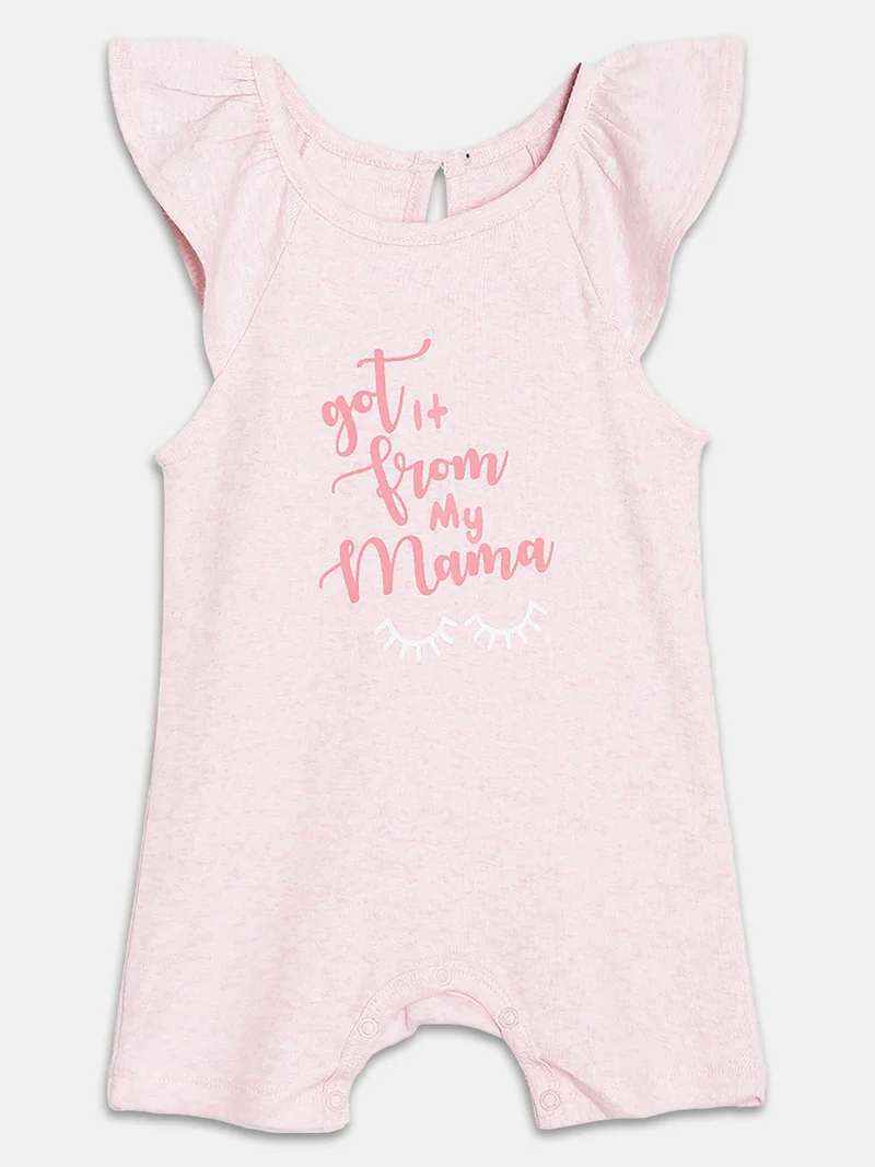 Broon Broon Infant Girls Pink and White Printed Organic Cotton Rompers Pack of 2